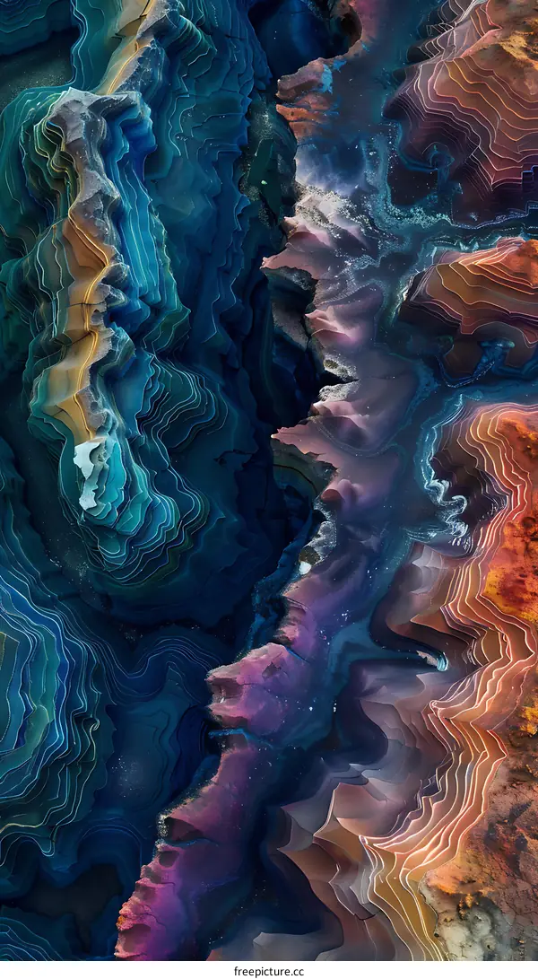 Abstract Mountainous Landscape with Vivid Colors