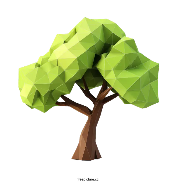 [Transparent Background PNG]Low Poly Style Tree Illustration