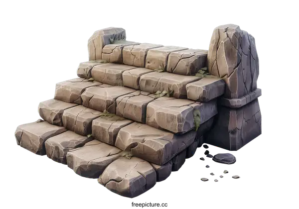 [Transparent Background PNG]ancient stone stairs steps platform