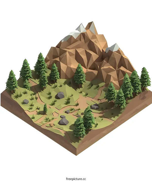 Low Poly Mountain Landscape with Forest