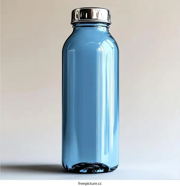 Stylish Blue Glass Water Bottle Design