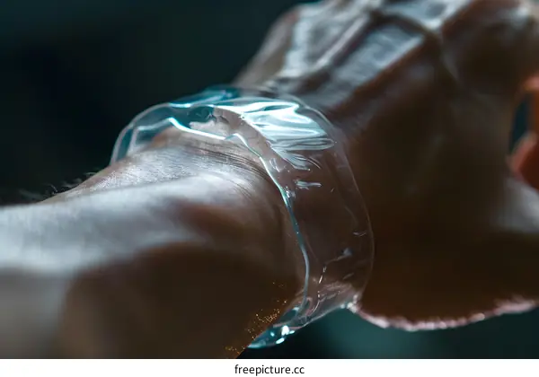 Close Up of a Transparent Plastic Bracelet on a Persons Wrist