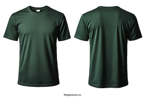 [Transparent Background PNG]Dark Green Blank T-Shirt Front and Back View