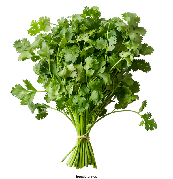 [Transparent Background PNG]Fresh Cilantro Bunch on White