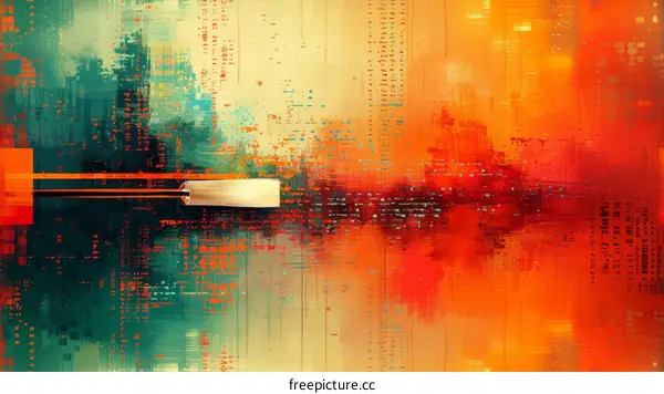 Abstract painting with a cricket bat