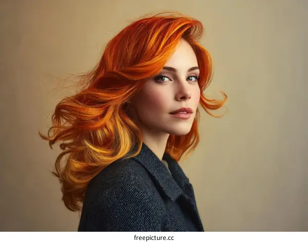 Close-up Portrait of a Woman with Vibrant Red Hair