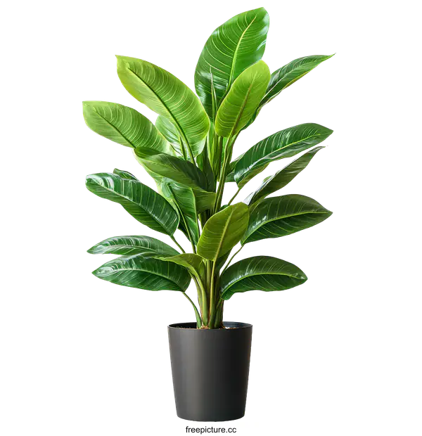 [Transparent Background PNG]Indoor Plant in Dark Gray Pot
