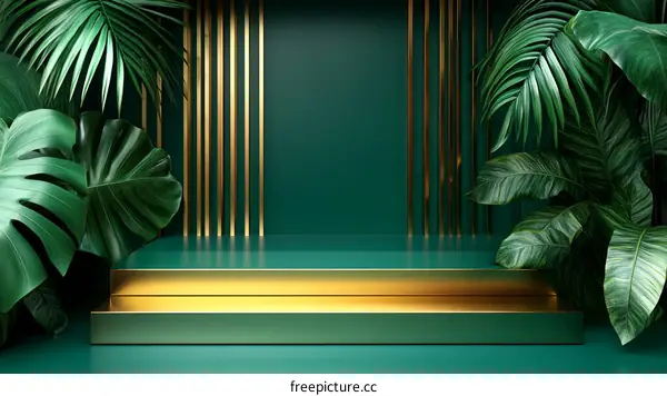 Luxury Emerald Green Product Showcase with Gold Accents