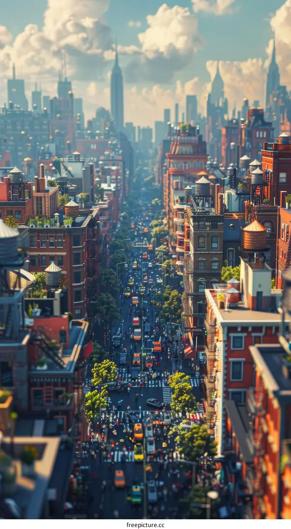 New York City Street View with Many People