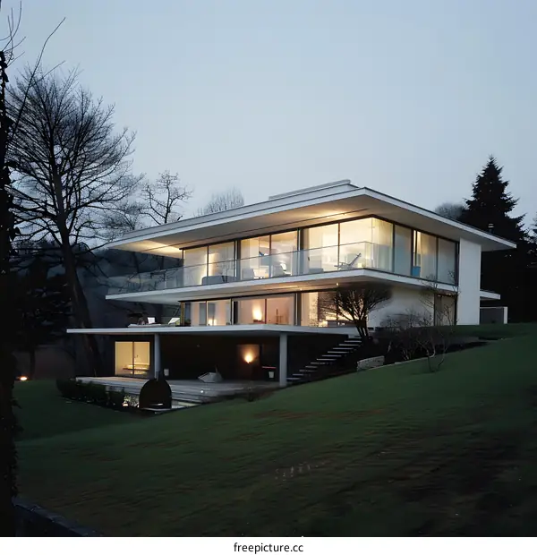 Modern Minimalist Home with Large Windows and a View