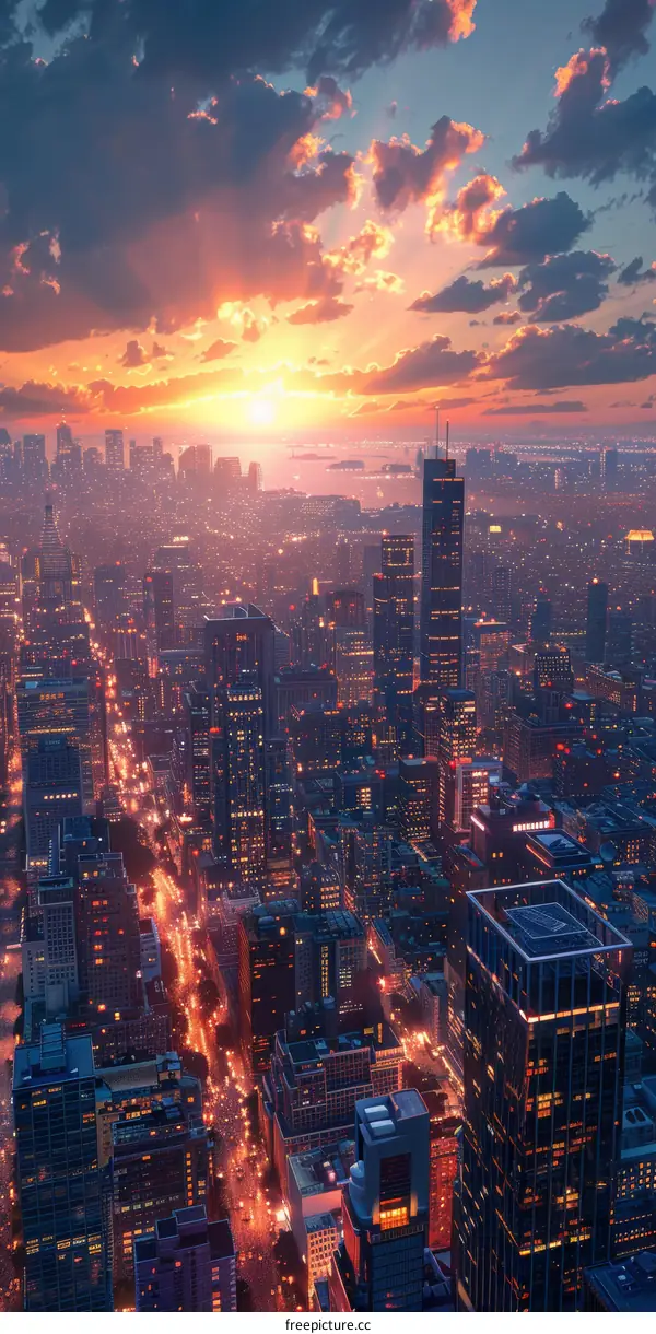 Spectacular Sunset Over Vibrant Cityscape