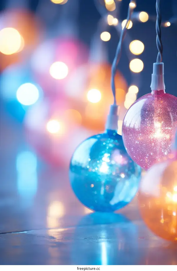 Pink and Blue Christmas Lights on White Wire