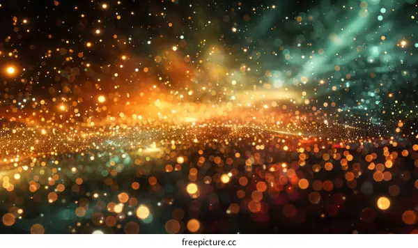 Golden and green glowing lights