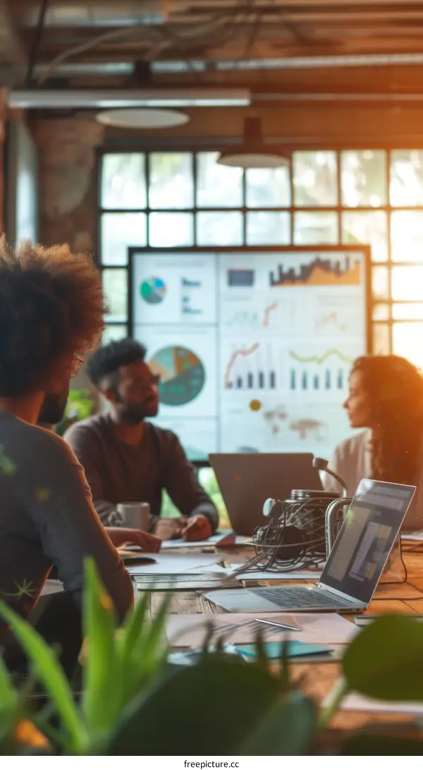 Multiethnic business team discussing financial data during a meeting in the office