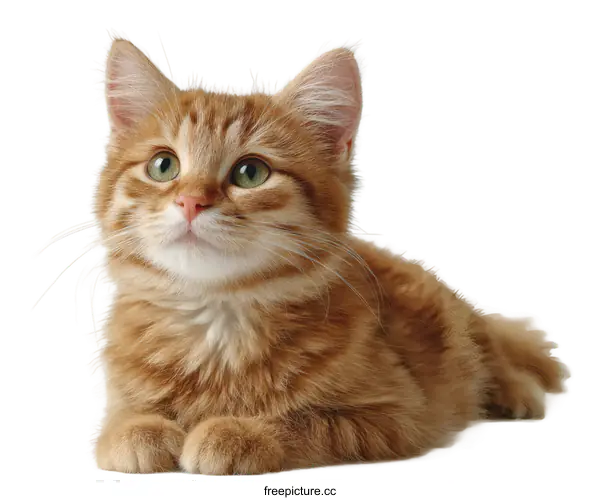 [Transparent Background PNG]Adorable Ginger Kitten on a White Background