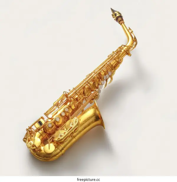 Golden Saxophone on White Background