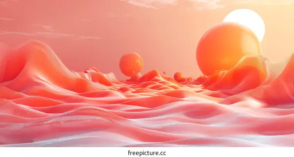 Abstract Coral Landscape Sunrise
