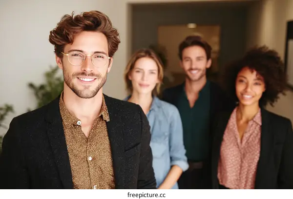Business Team Smiling Confidently