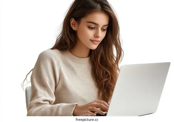 Young Woman Working on Laptop