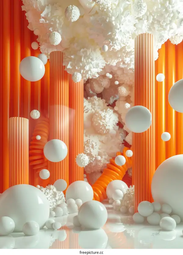 Abstract Geometric Orange and White Scene