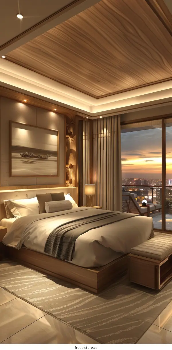 The interior of a luxury hotel room