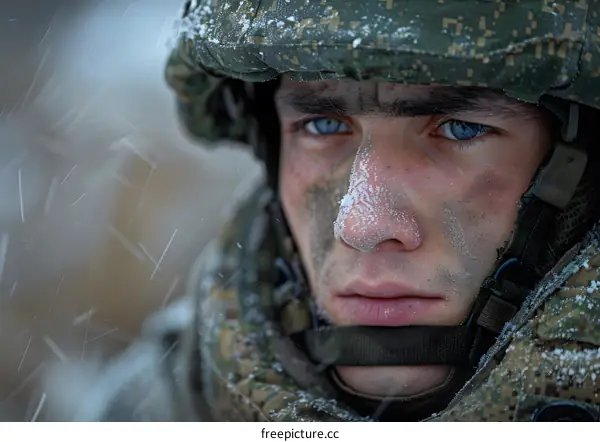 Russian soldier in the snow