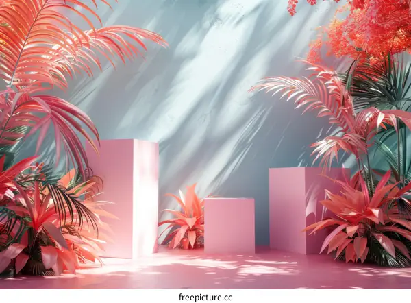 Pink Tropical Display Stand Still Life