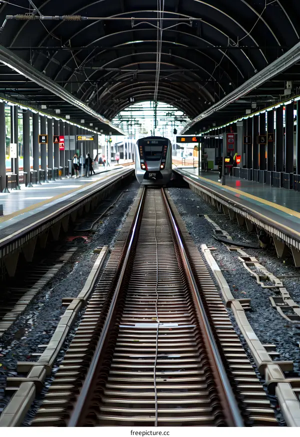 Train Tracks at a Train Station