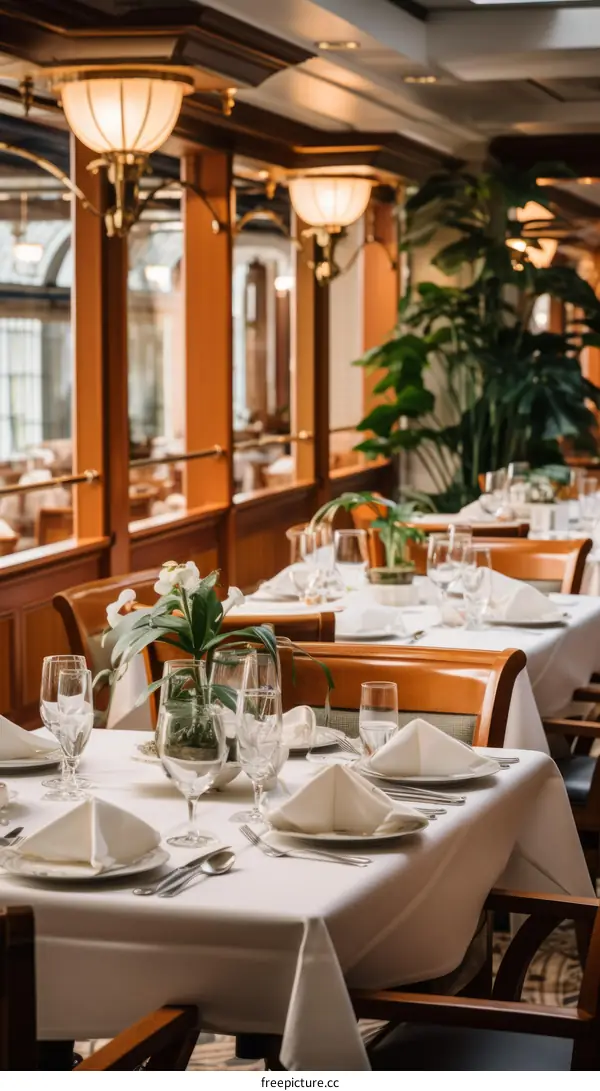 Elegant White Tablecloth Restaurant Interior