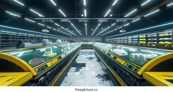 Futuristic Grocery Store Interior Design