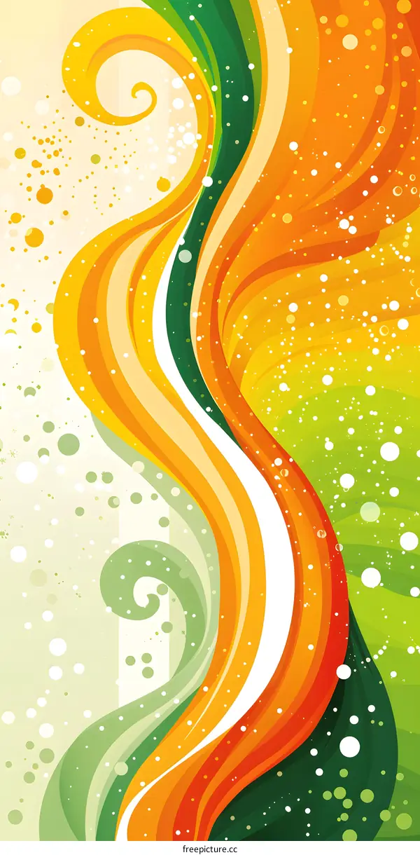 Abstract illustration of orange green and white waves