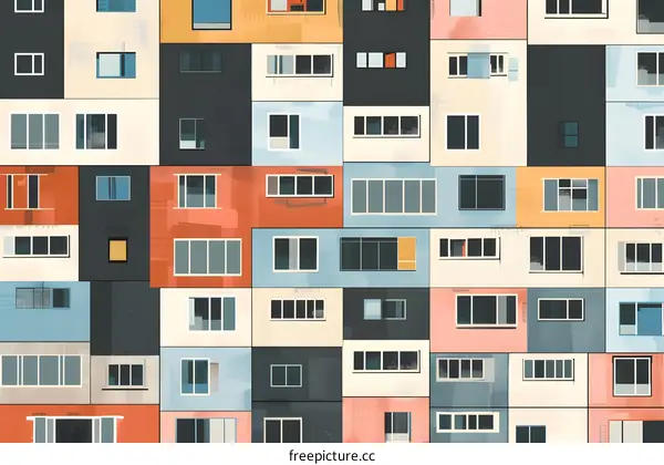 Abstract Colorful Building Windows Illustration