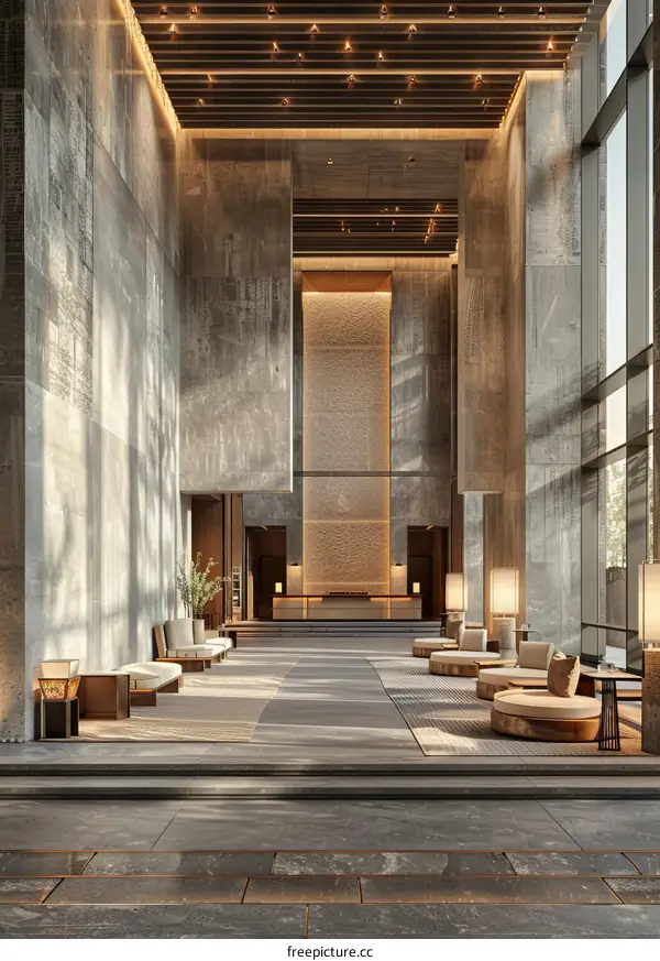 Modern Minimalist Hotel Lobby Interior Design