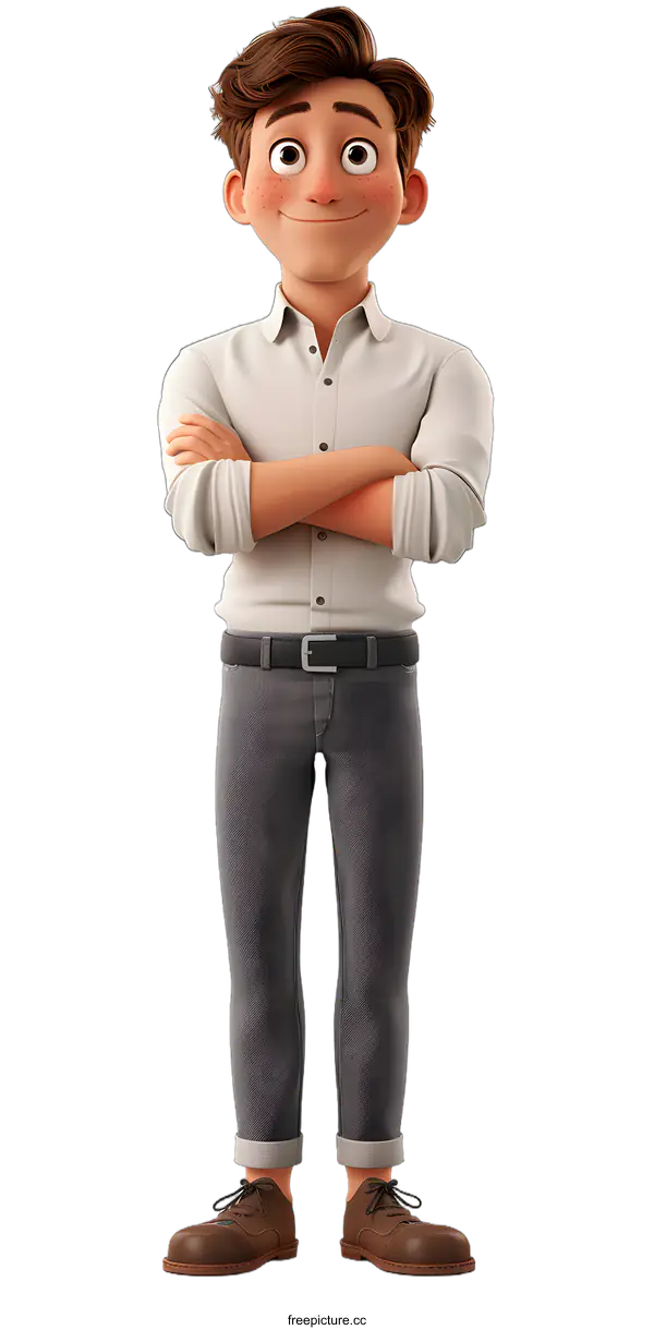 [Transparent Background PNG]3D rendering of a young man wearing casual clothes