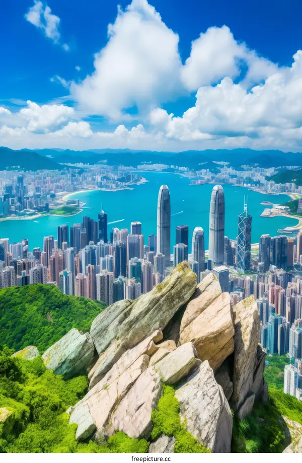 Hong Kong city skyline view from Victoria Peak
