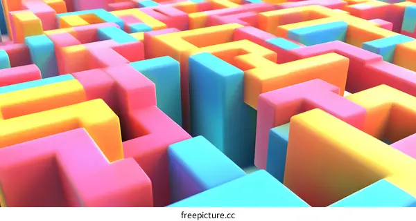 Abstract Colorful 3D Geometric Shapes Background