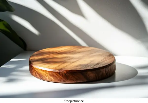 Wooden Round Display Stand with Natural Light