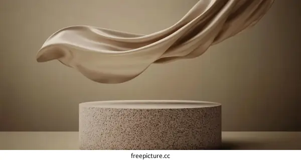 Beige Fabric Drape Display Podium