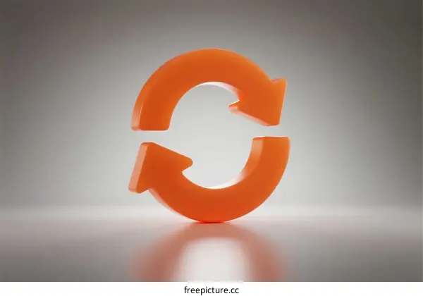 3D Rendered Orange Refresh Icon with Two Arrows