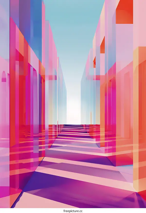 Abstract Perspective of Colorful Glass Panels