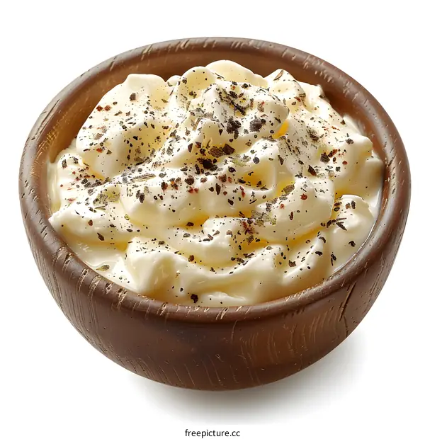 Bowl of mayonnaise with pepper