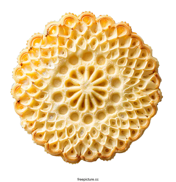 [Transparent Background PNG]A close-up image of a round, lacy, snowflake-like cookie