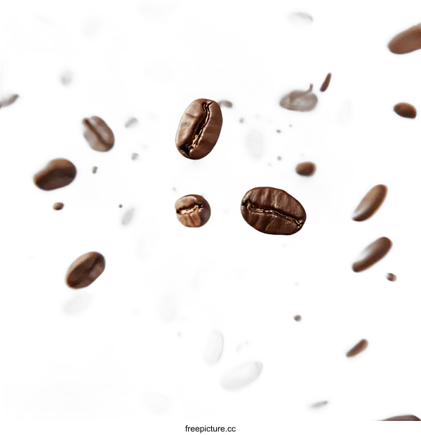 [Transparent Background PNG]Coffee Beans Flying Through the Air
