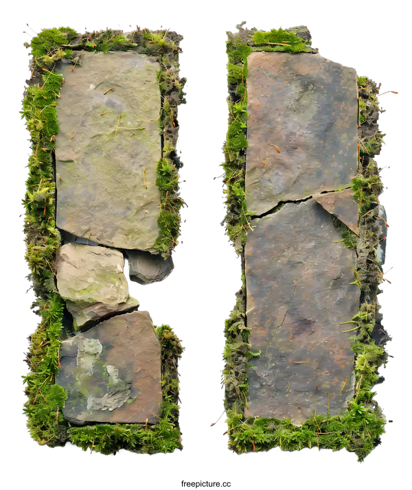 [Transparent Background PNG]Stone And Moss Alphabet Letter I
