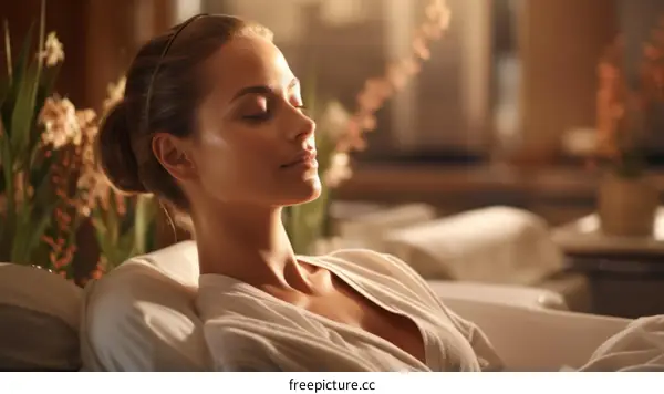 Beautiful woman relaxing in a spa