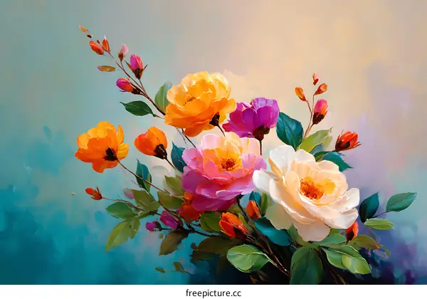 Colorful Floral Still Life Painting