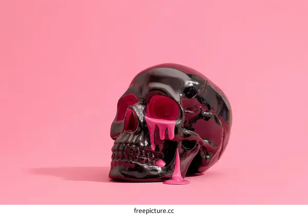 Pink Dripping Skull on a Pink Background