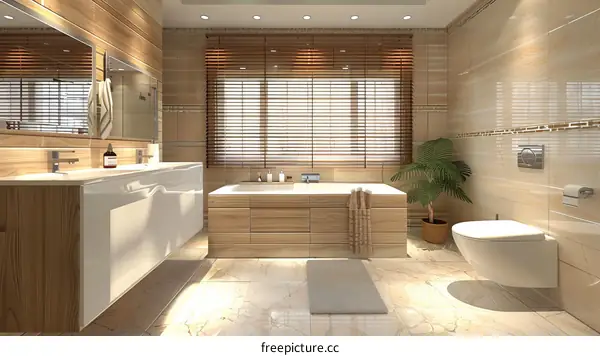 Modern Wooden-Style Bathroom Interior Design