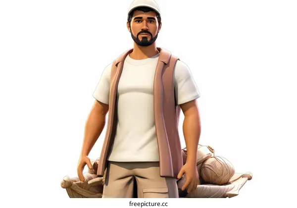 Male farmer wearing a cap and vest