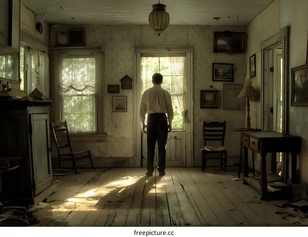 man floating in a room